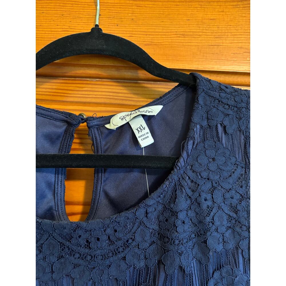 Navy sleeveless lined lace shift dress Speechless XXL NWT - Picture 2 of 5